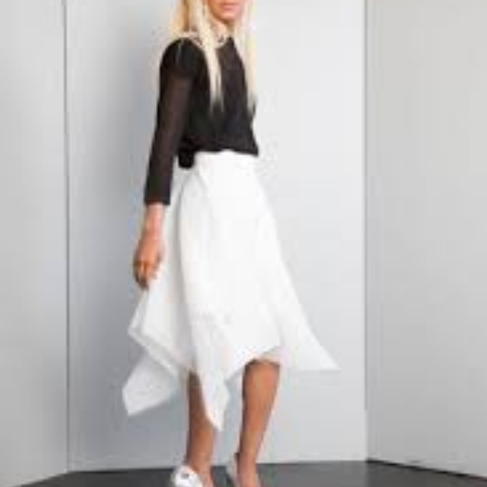 Patrizia Luca asymmetrical white mesh skirt NWT, M